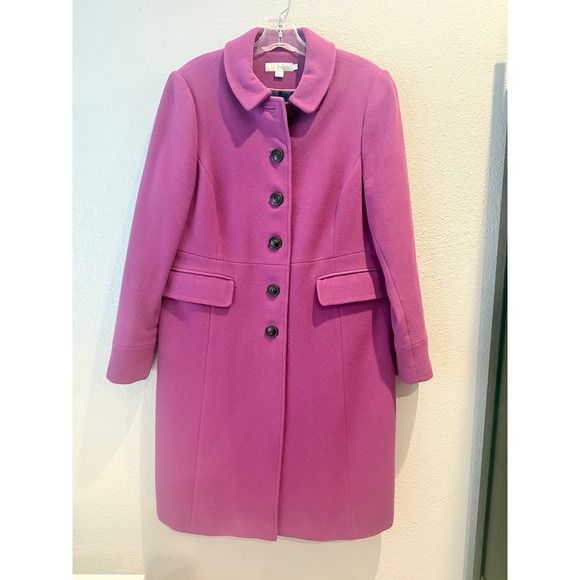 Boden Jackets & Blazers - Boden Wool Cashmere Blend Magenta Coat Button Women US 14